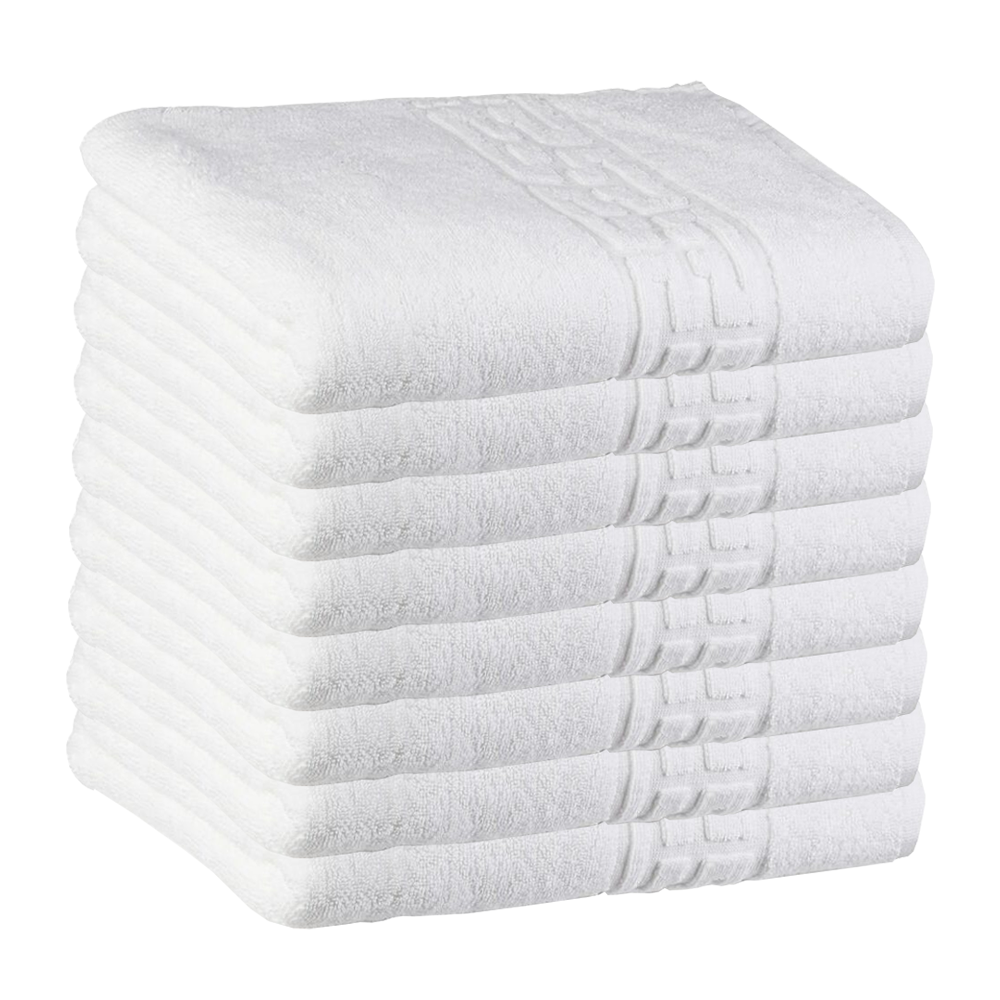 Prosop de Baie si de Fata cu Fir Dublu Lodi1391, pentru uz rezidential/hotel/calatorii, densitate 620g/m², model grecesc, bumbac 100%, dimensiuni 70x130 cm, alb