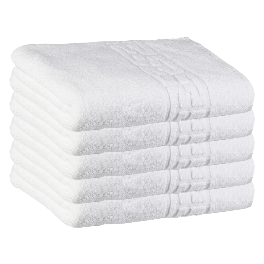 Prosop de Baie si de Fata cu Fir Dublu Lodi1391, pentru uz rezidential/hotel/calatorii, densitate 620g/m², model grecesc, bumbac 100%, dimensiuni 70x130 cm, alb