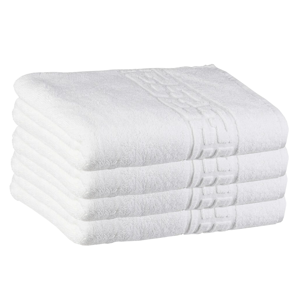 Prosop de Baie si de Fata cu Fir Dublu Lodi1391, pentru uz rezidential/hotel/calatorii, densitate 620g/m², model grecesc, bumbac 100%, dimensiuni 70x130 cm, alb