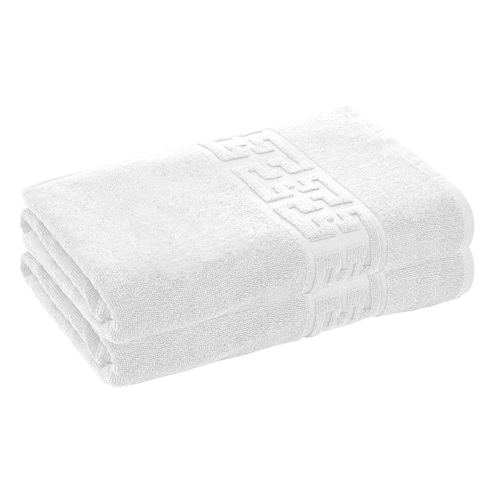 Prosop de Baie si de Fata cu Fir Dublu Lodi, pentru uz rezidential/hotel/calatorii, densitate 500g/m², model grecesc, bumbac 100%, dimensiuni 30x50 cm, alb