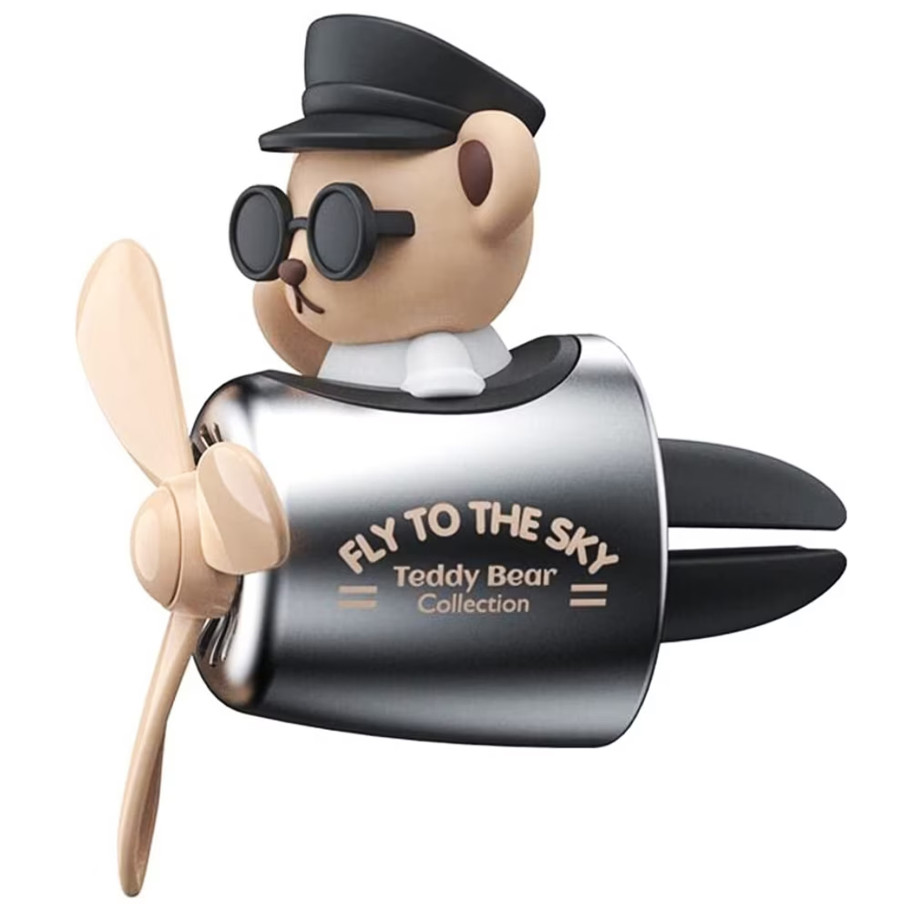 Difuzor Auto Aromaterapie Lodi335 cat pilot bear cu ochelari, kit odorizant, 2 arome cu extracte naturale incluse