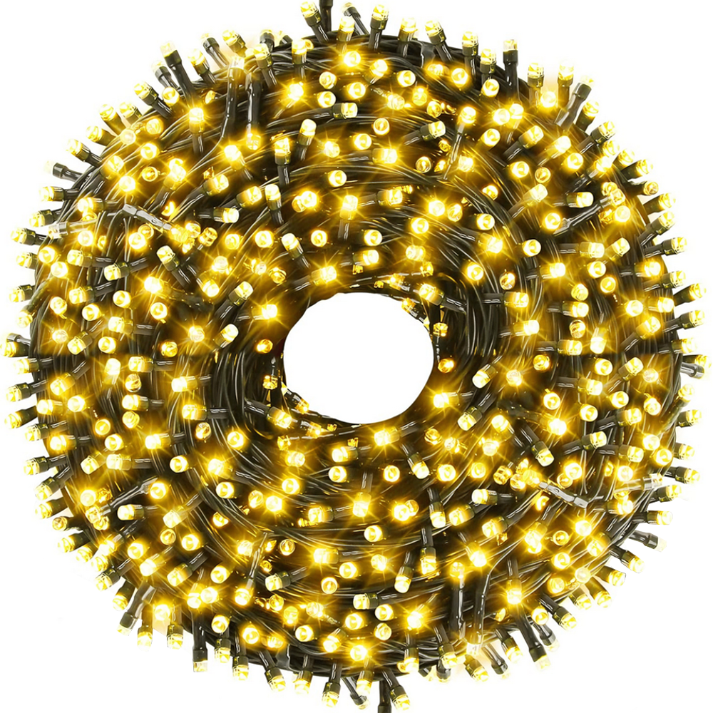 Instalatie de Craciun Liniara Lodi1433, 240 LED-uri, 8 jocuri de lumini, alimentare la priza, interior/exterior, rezistenta la apa, 50 m, alb cald
