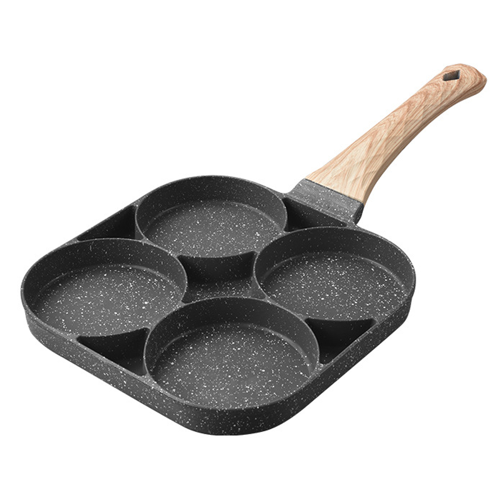 Tigaie Antiaderenta cu 4 Compartimente Lodi1072, aliaj din aluminiu, pluristratificta, maner din lemn, non-stick, usor de curatat, 32 cm, gri