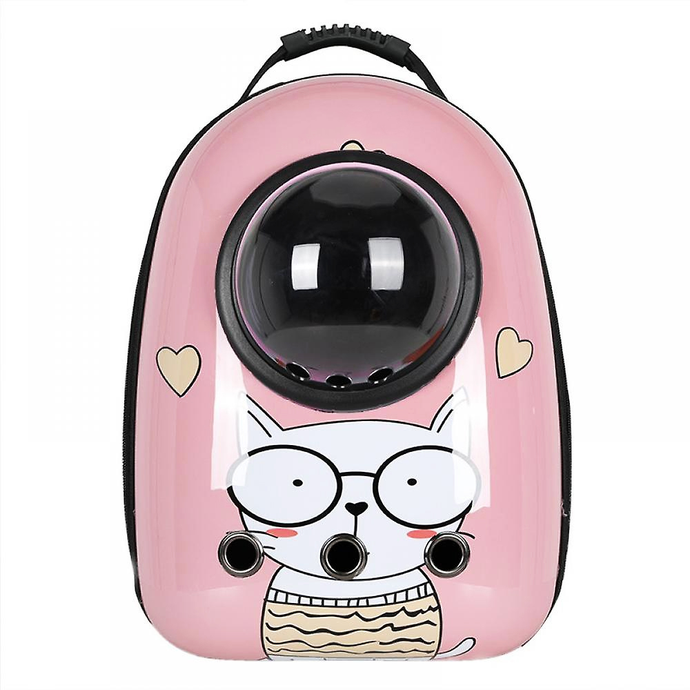 Rucsac Transport Animale Lodi22, greutate Max 7kg, hublou transparent, buzunar lateral, accesorii incluse, pentru talie mica, model Pisica, roz