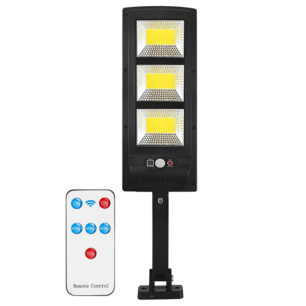 Lampa Solara Stradala 3 LED-uri Lodi882, control prin telecomanda, senzor de miscare, 3 moduri de iluminare, protectie IP65, Waterproof, exterior, negru