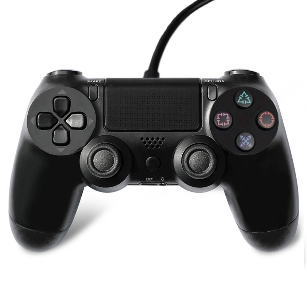 Controller cu Fir DoubleShock Lodi541, compatibil cu PS4, joystick-uri analog, vibratie dubla, negru