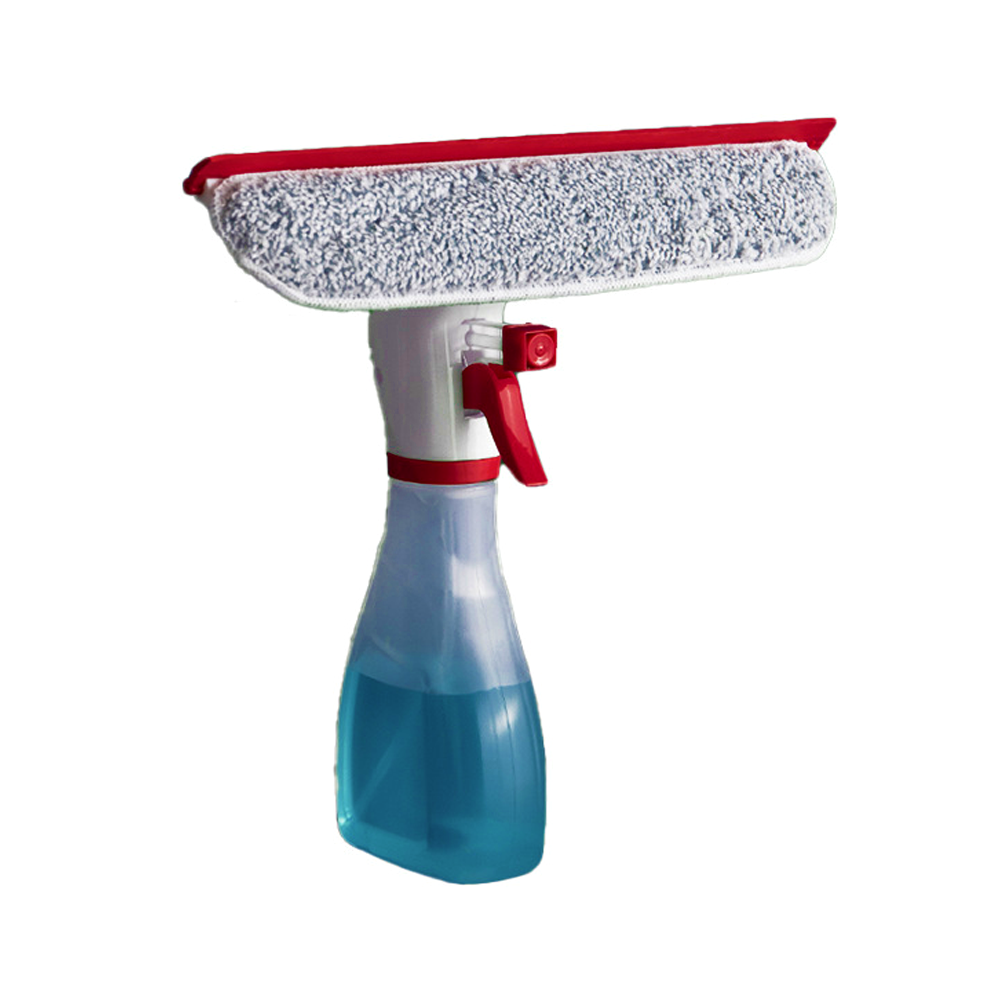 Stergator de Geamuri Multifunctional tip Sticla Lodi707, laveta detasabila, racleta pentru curatare si lustruire, sticla de spray incorporata, rosu