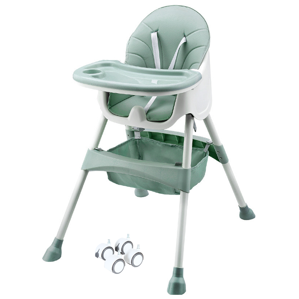 Scaun de Masa 3in1 pentru Bebelusi si Copii Lodi634, inaltime ajustabila, centura de siguranta in 5 puncte, tavita reglabila si detasabila, loc depozitare jucarii, verde turcoaz