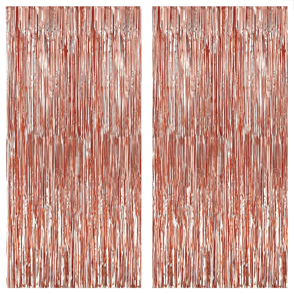 Set 2 Bucati Perdea Decorativa Lodi322, din folie rose gold metalizat, pentru petreceri aniversare