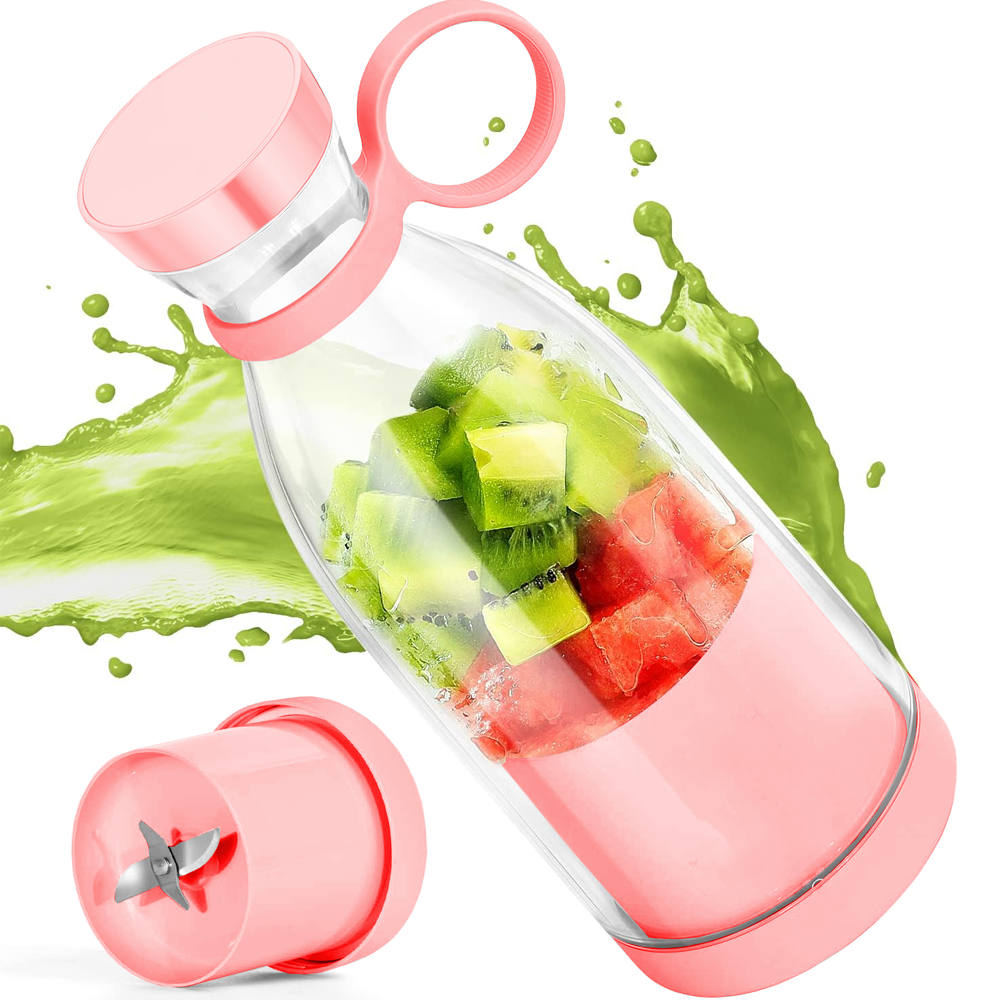 Mini Blender Electric Lodi, forma de sticla, portabil, compact, multifunctional, autocuratare, autonomie ridicata, smoothie/milkshake, capacitate 420 ml, 40W