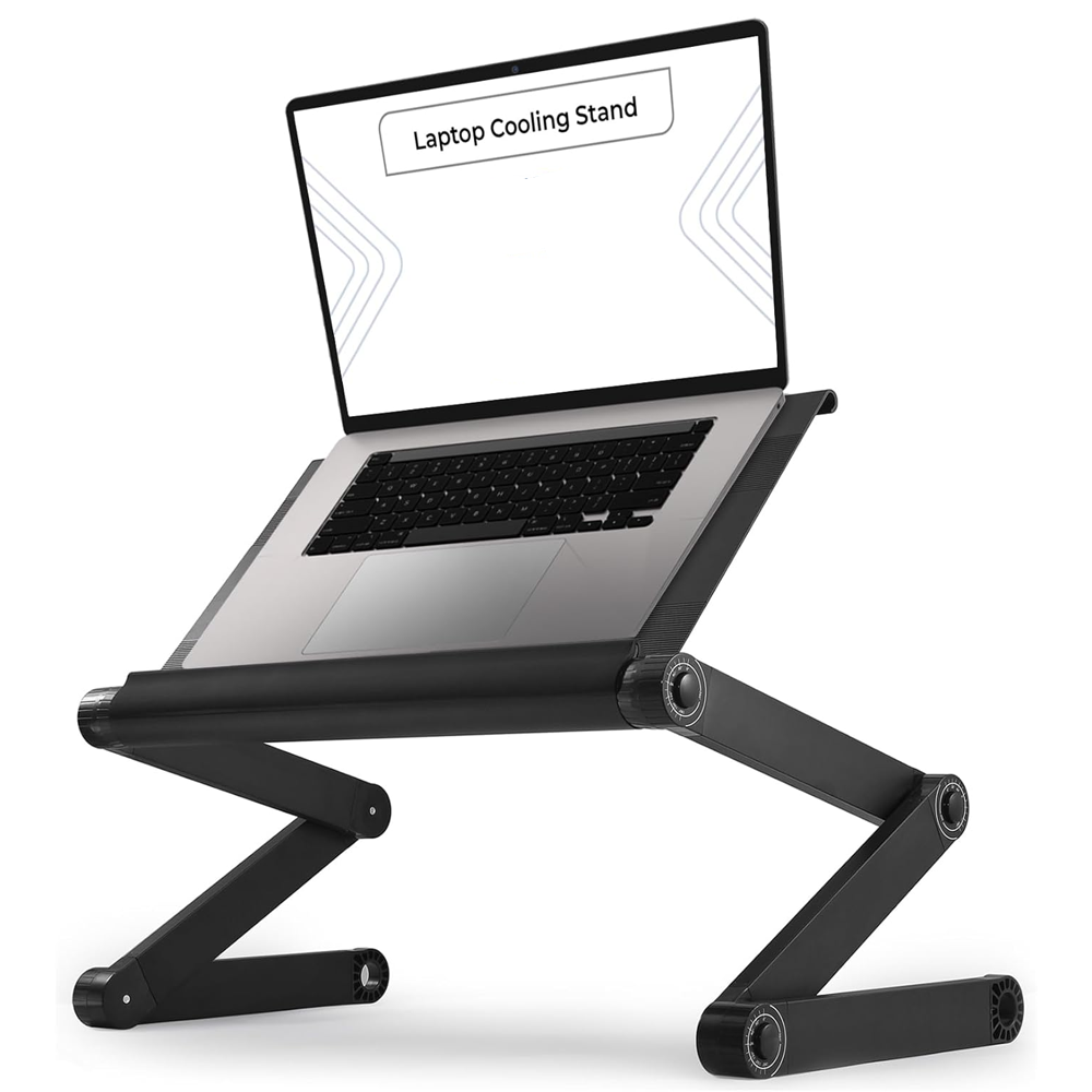 Masuta pentru Laptop 2 in 1 Lodi1451, reglabila pe inaltime, fante de aerisire, suport reglabl pentru mouse, multifunctionala, versatila, 42 x 26 cm, negru