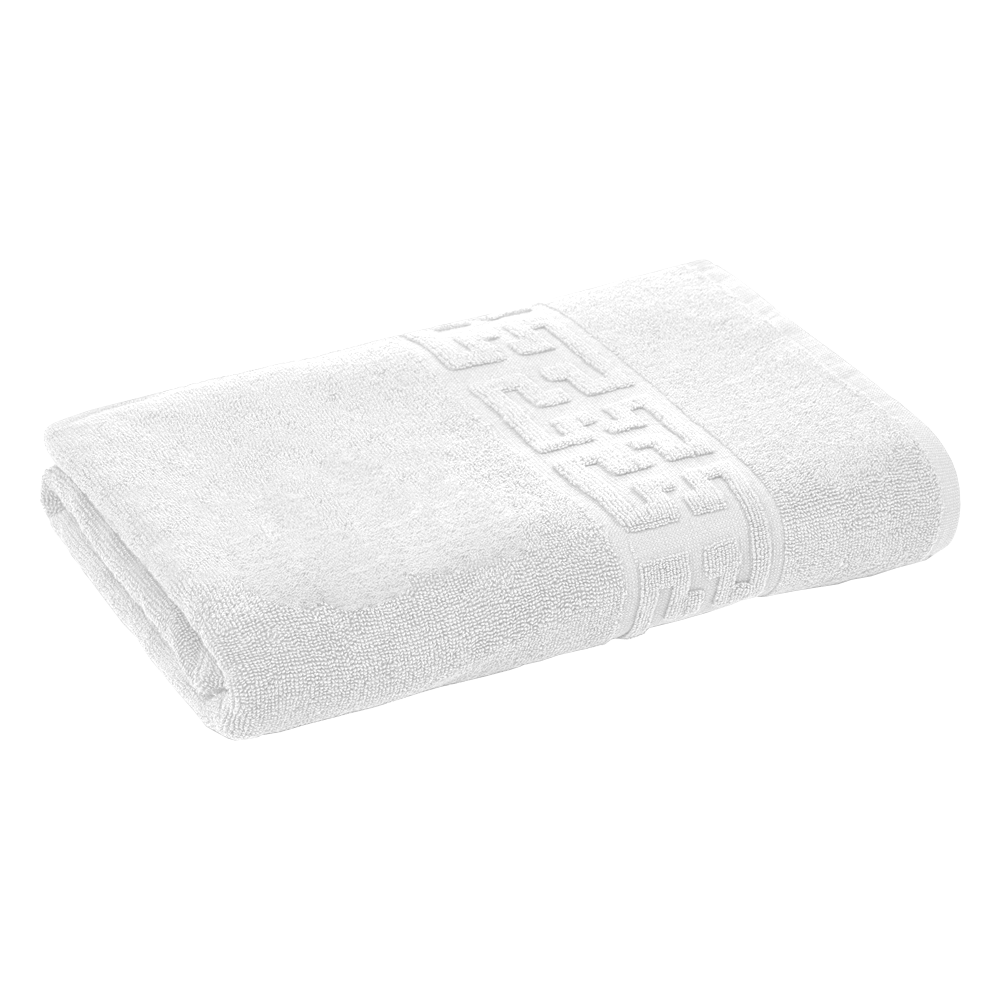 Prosop de Baie si de Fata cu Fir Dublu Lodi, pentru uz rezidential/hotel/calatorii, densitate 500g/m², model grecesc, bumbac 100%, dimensiuni 70x130 cm, alb