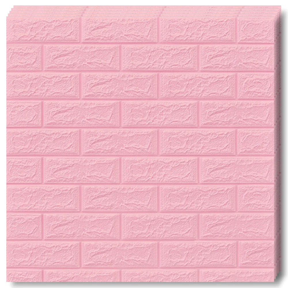 Set Tapet Caramida 3D Lodi53, suprafata acoperire 5.3 mp, autoadeziv, waterproof, usor de montat, design modern, 70x77 cm, roz