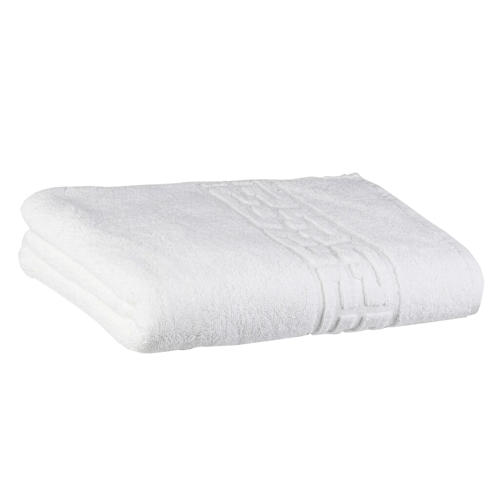 Prosop de Baie si de Fata cu Fir Dublu Lodi1390, pentru uz rezidential/hotel/calatorii, densitate 620g/m², model grecesc, bumbac 100%, dimensiuni 50x90 cm, alb