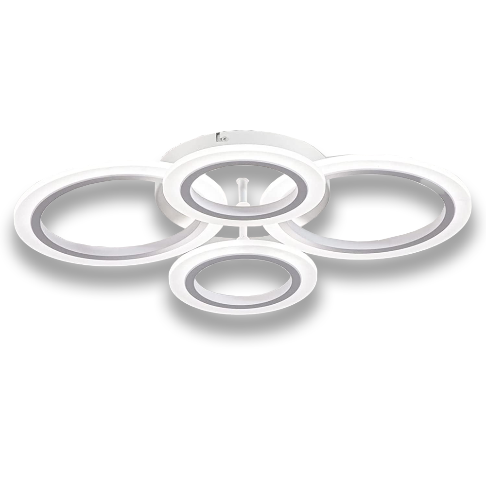 Lustra LED 4 Cercuri Lodi425, dimabila cu telecomanda, 3 tipuri de lumina, intensitate ajustabila, lumina alba rece, neutra, alba cald, putere 110 W, 55 cm