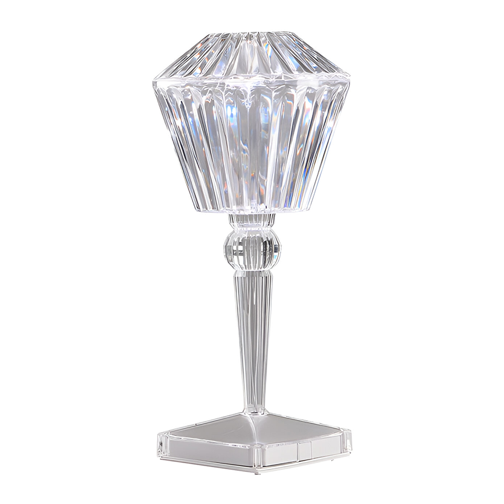 Lampa Ambientala Cristal LED Lodi1220, forma diamant, portabila, 3 moduri de iluminare, intensitate ajustabila, tactila, incarcare USB