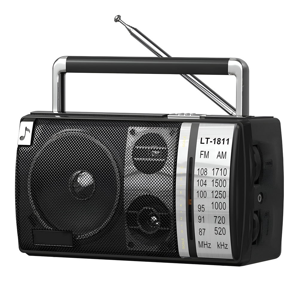 Radio Portabil Lodi1263, FM/AM, mod dual de alimentare, baterii/la priza, receptie ridicata ce prinde posturi regionale/la sate, port jack 3.5 mm, negru