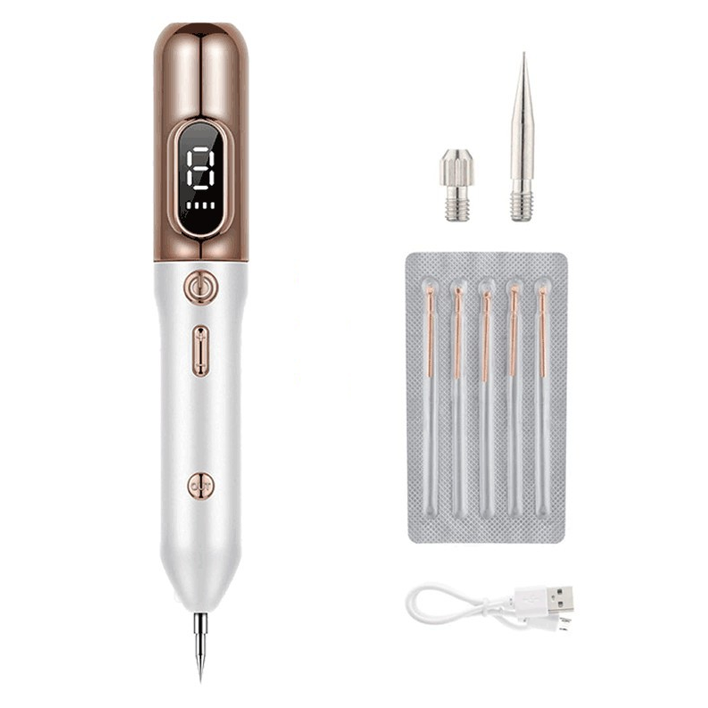 Aparat Plasma Pen Lodi524, 9 viteze, 5 ace de schimb incluse, indepartarea alunite, pete, negi, cicatrici, tatuaje, pistrui, lifting pleoape, afisaj LCD, auriu