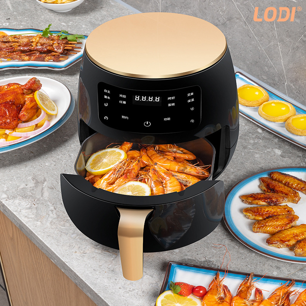 Friteuza Fara Ulei Air Fryer Lodi854, 100 tavi de copt cadou, tehnologie smart sensing, programe smart chef automate, afisaj digital, capacitate 4.5 L, tehnologie de eliminare a grasimii, functie de pastrare la cald,tensiune alimentare 220 V, negru