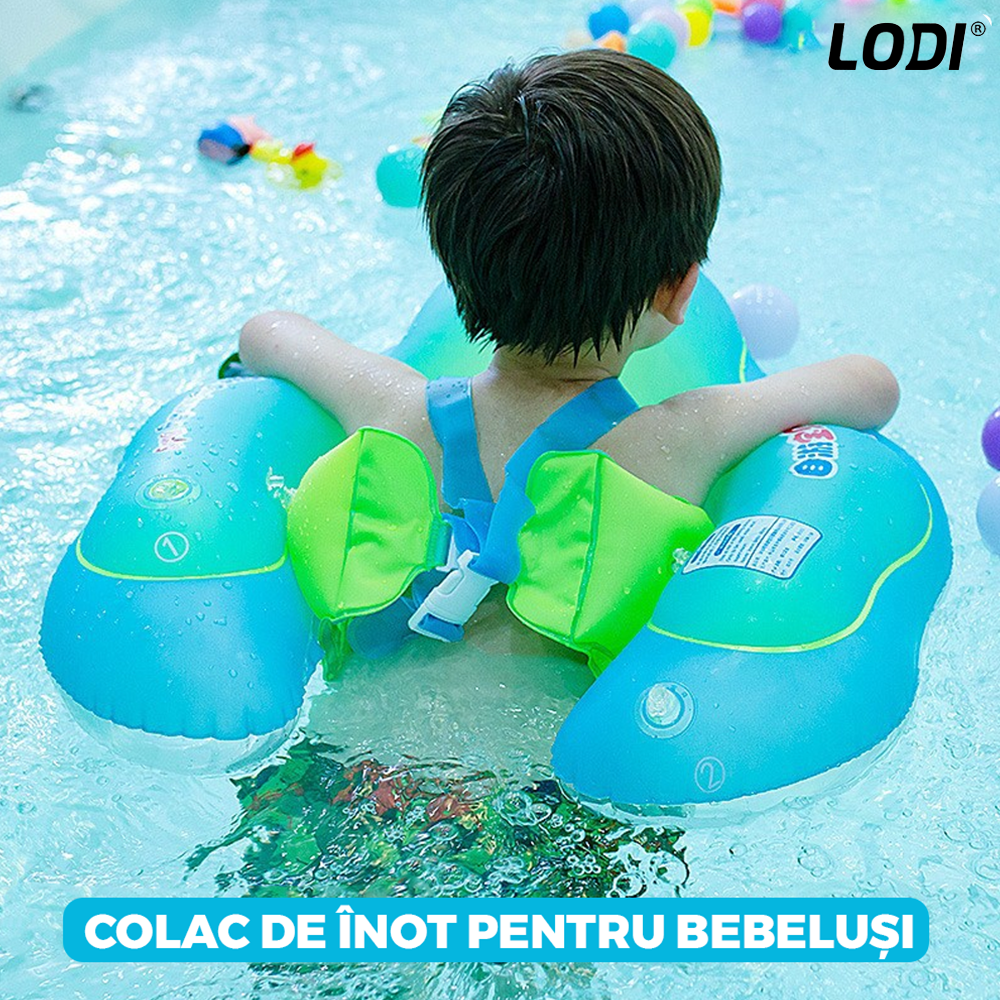Colac Bebelusi si Copii Lodi68, suport burtica, bretele, potrivit 6-36 luni, marimea L, albastru/verde