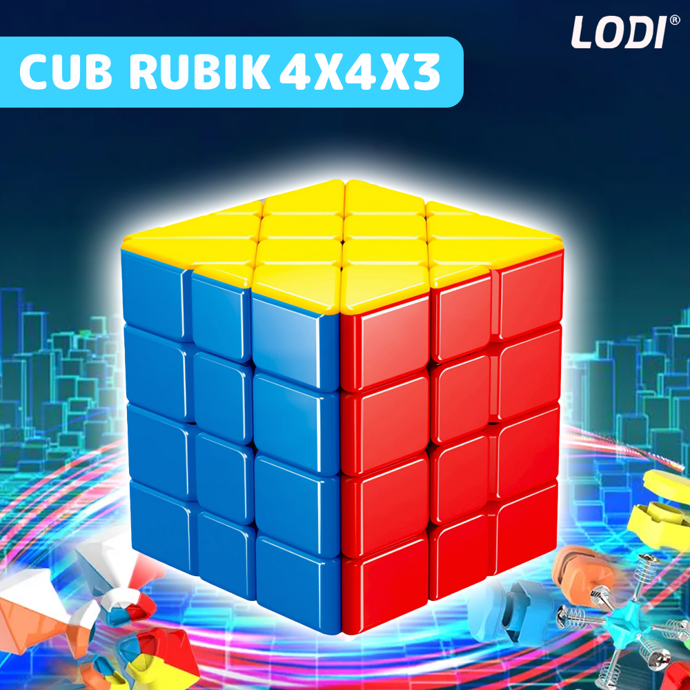 Cub Rubik Magic Cube Magnetic Lodi1460, speed puzzle, stickerless, dezvoltarea inteligentei, 4x4x3, multicolor