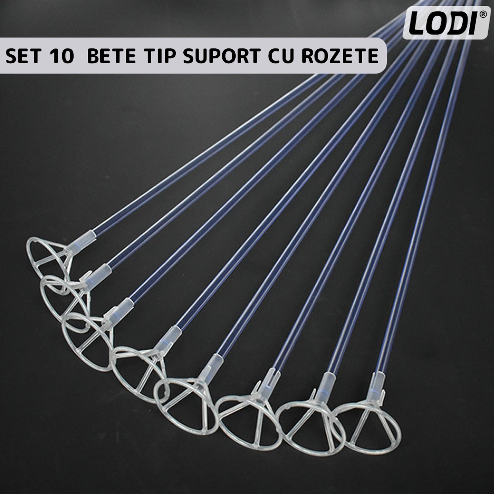 Set 10 Bete cu Rozete pentru Baloane Lodi308, lungime 42 cm, transparente