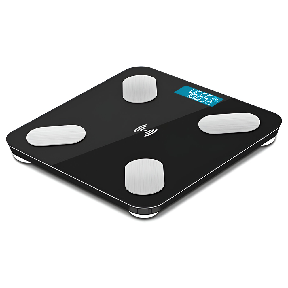 Cantar Electronic Inteligent Lodi1258, pentru baie, corporal, aplicatie smart, indicator greutate/baterie/temperatura, conectare bluetooth, afisaj digital, greutate maxima suportata 180 kg, baterii incluse, negru
