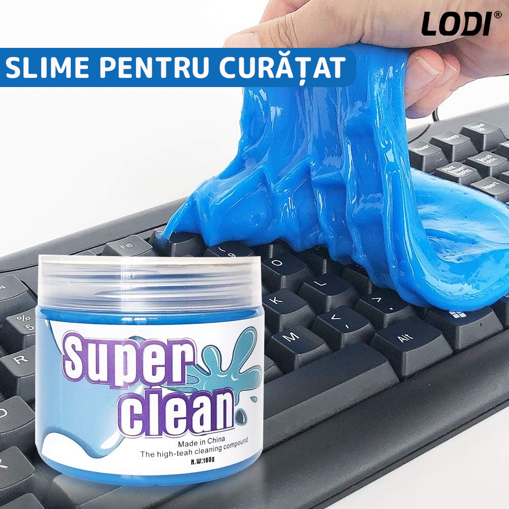 Slime pentru Curatat Spatii Greu Accesibile Lodi315, Super Clean, interior auto, tastatura, uz casnic, albastru