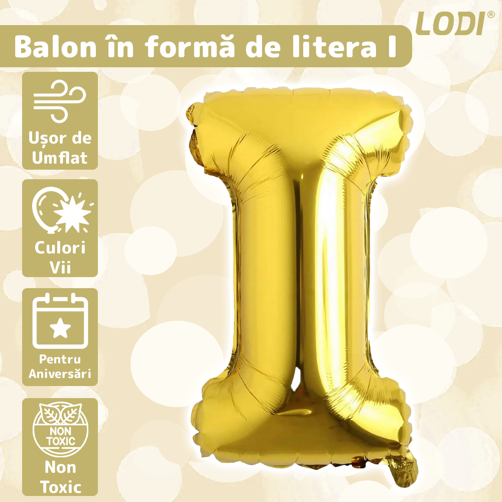 Balon in Forma de Litera I Lodi1470, metalizat, pentru Petreceri/Aniversari/Evenimente, rezistent, folie, gold, 40 cm