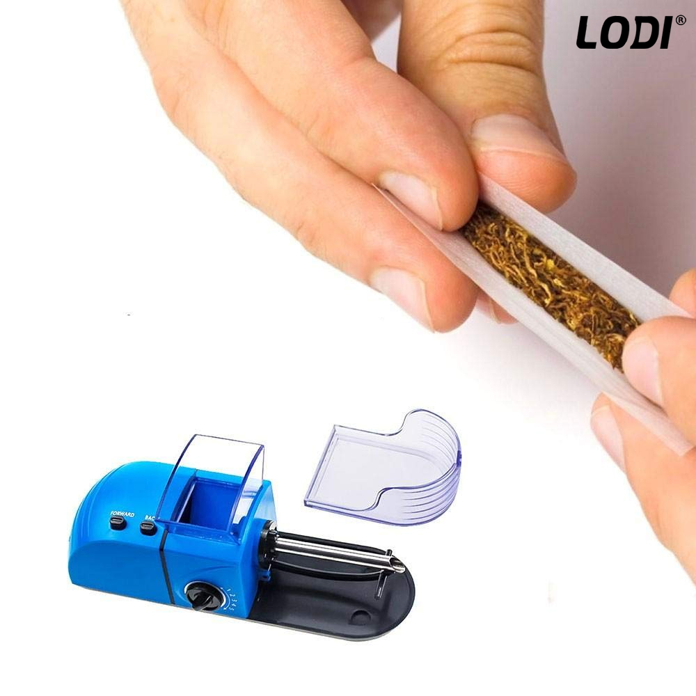 Aparat Electric de Facut Tigari Lodi278, injector tutun, 5 niveluri de maruntire, ergonomic, dimensiune standard, accesorii incluse, albastru