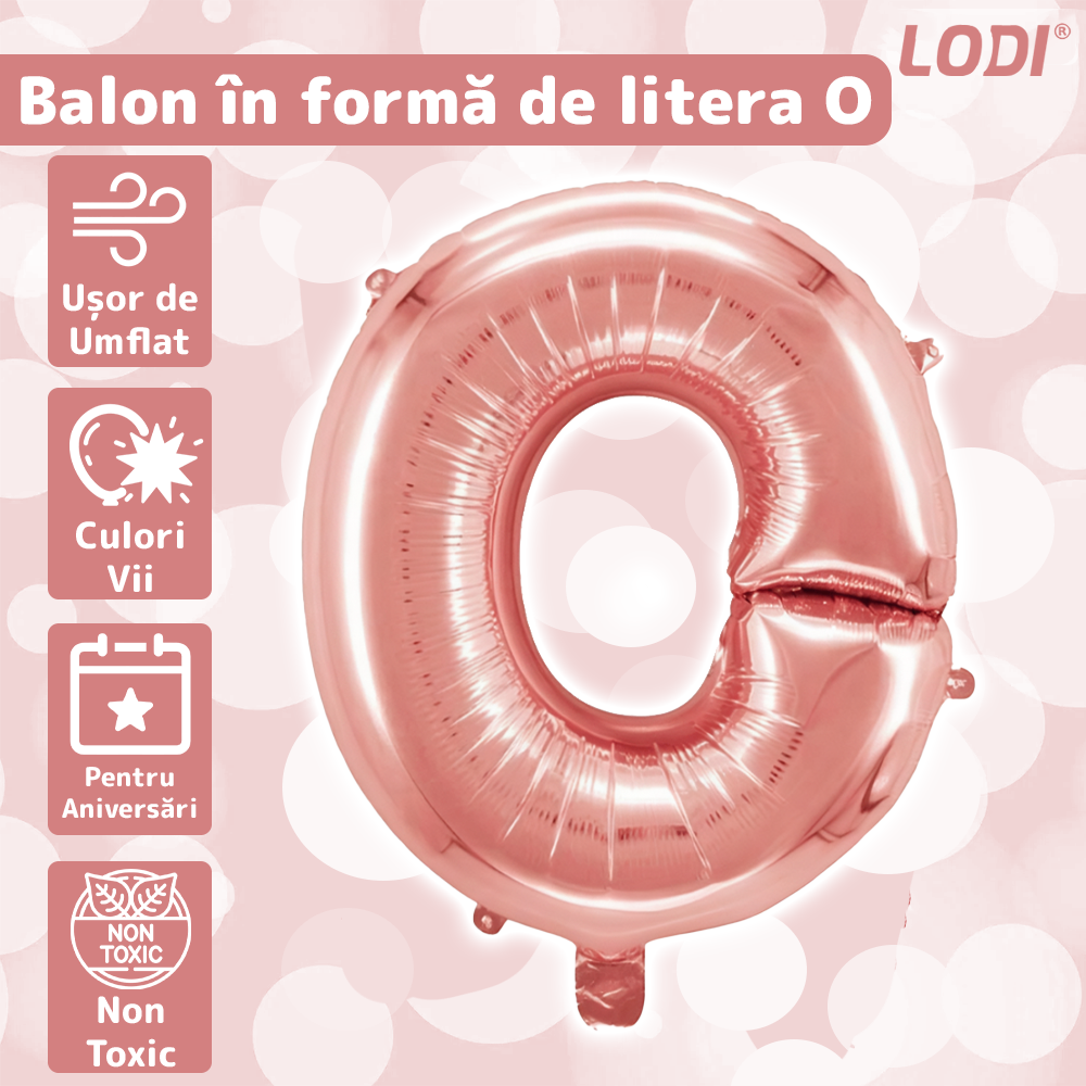 Balon in Forma de Litera O Lodi1474, metalizat, pentru Petreceri/Aniversari/Evenimente, rezistent, folie, rose gold, 40 cm