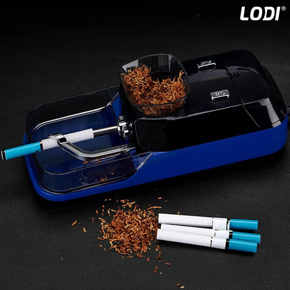 Aparat Electric de Facut Tigari Lodi282, injector tutun, ergonomic, accesorii incluse, dimensiune standard, albastru