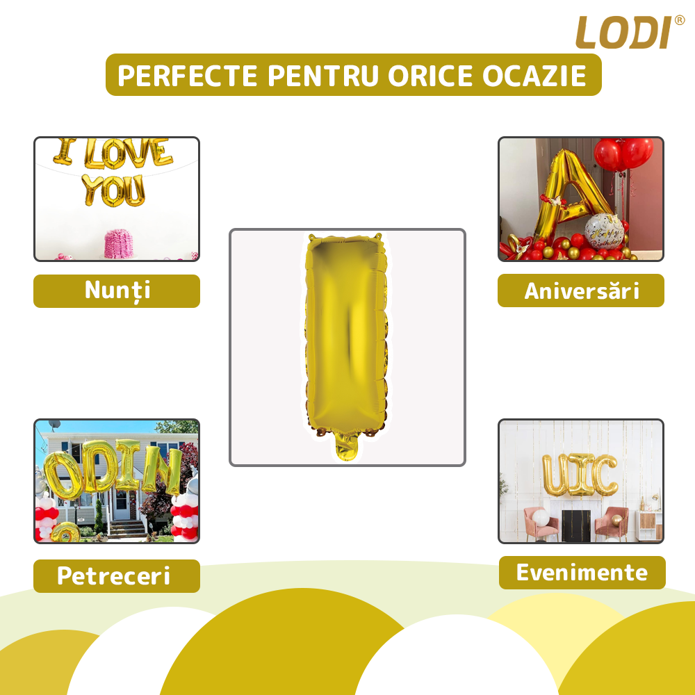 Balon in Forma de Litera I Lodi1057, metalizat, pentru Petreceri/Aniversari/Evenimente,rezistent, folie, auriu, 40 cm