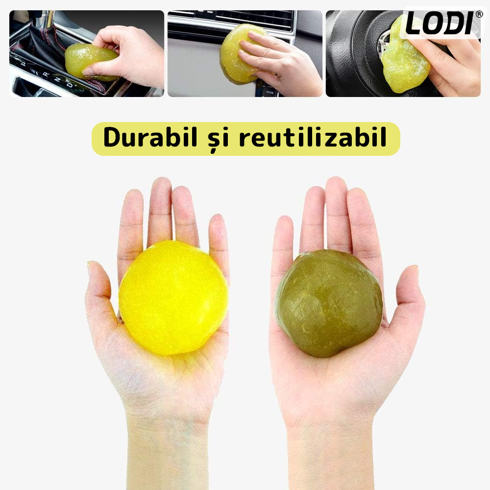 Slime pentru Curatat Spatii Greu Accesibile Lodi313, Super Clean, interior auto, tastatura, uz casnic, galben