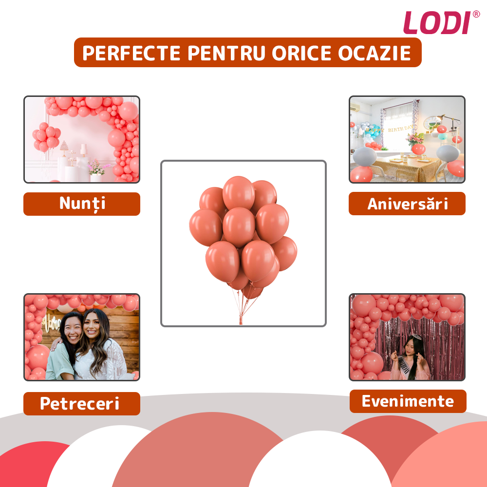 Set 25 Baloane Lodi722, pentru Petreceri/Aniversari/Evenimente, o singura dimensiune, latex, somon