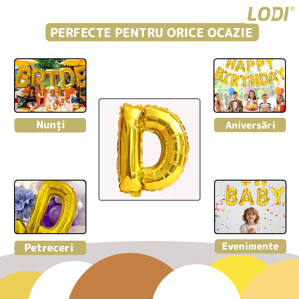 Balon in Forma de Litera D Lodi1469, metalizat, pentru Petreceri/Aniversari/Evenimente, rezistent, folie, gold, 40 cm