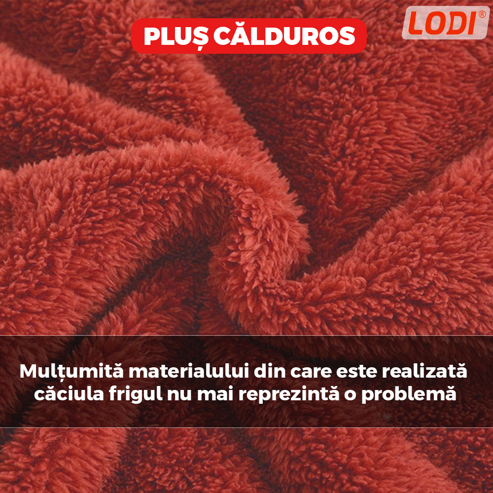 Caciula Pentru Copii Tip Cagula Lodi522, 2 in 1, tematica lumea animalelor, model ursulet panda zambitor, 1-5 ani, rosu