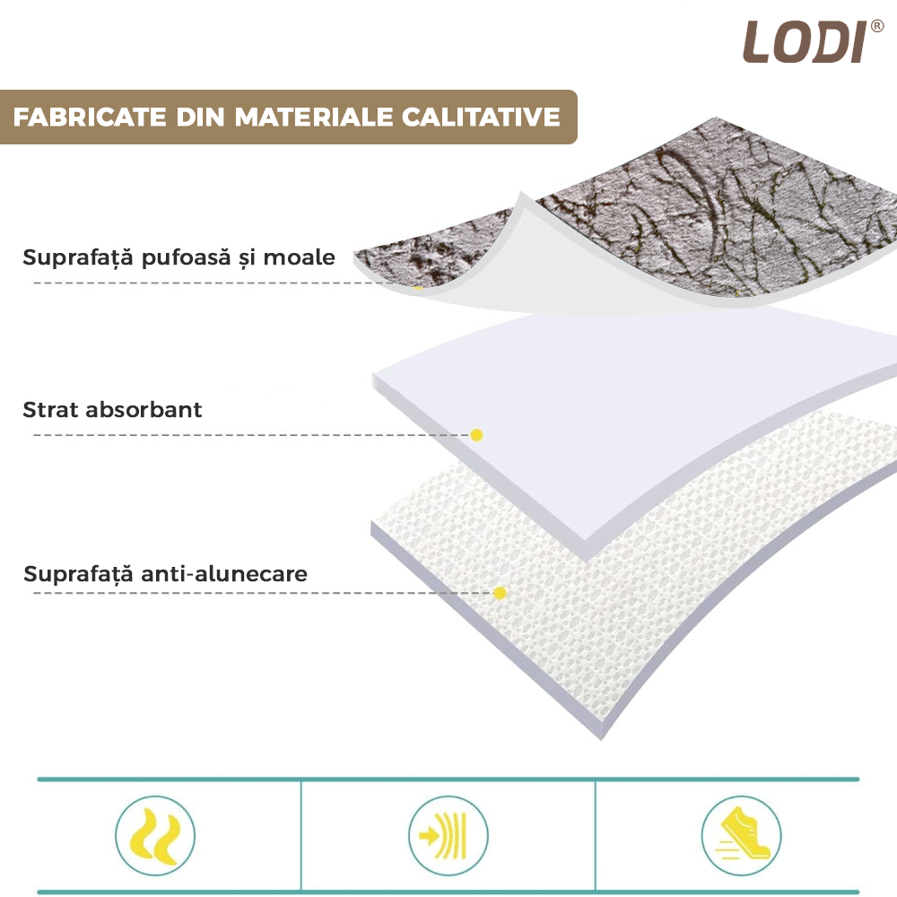 Set 2 Covorase de Baie Lodi435, anti-derapante, material moale, design modern, finisaj auriu, Model 5, 80x50 & 50x40cm, roz pudrat