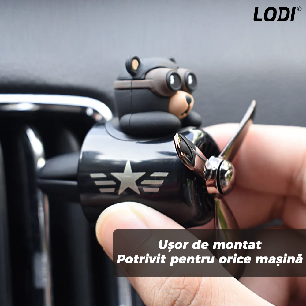 Difuzor Auto Aromaterapie Lodi337 car pilot bear, kit odorizant, 2 arome cu extracte naturale incluse
