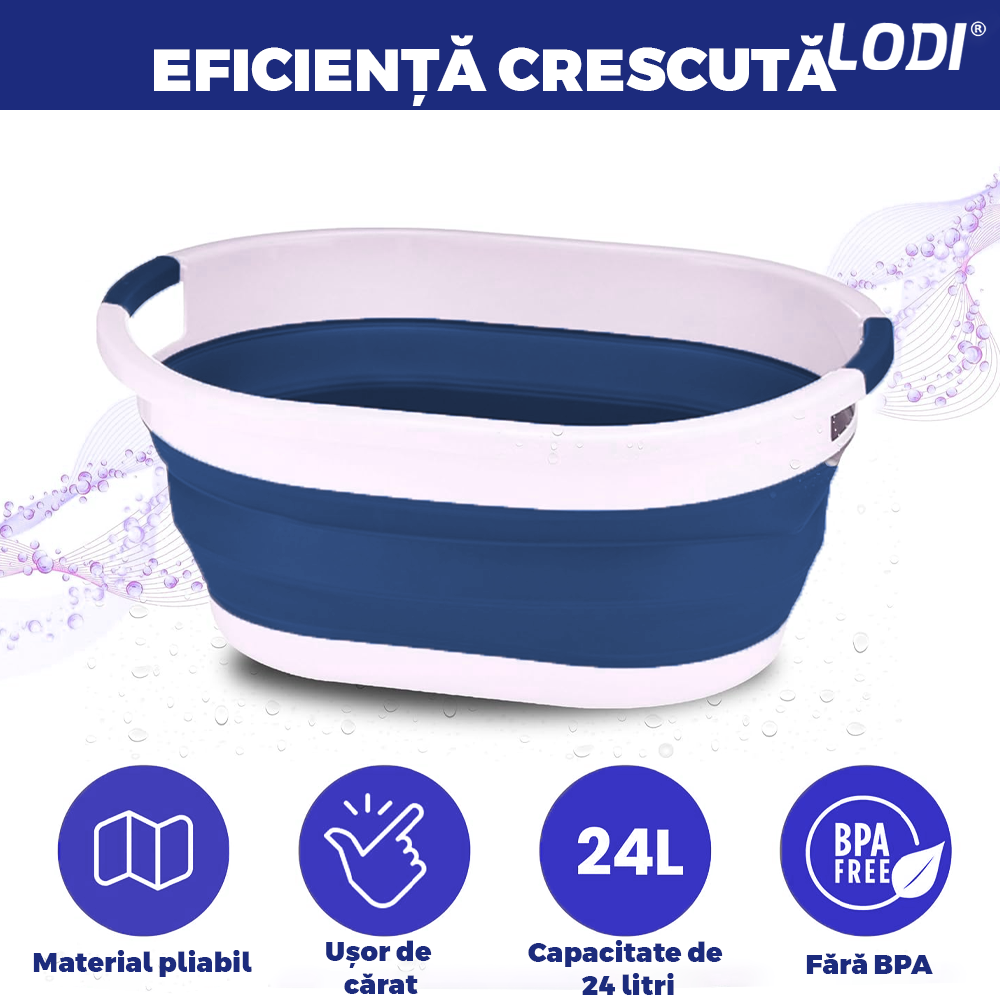 Cos de Rufe Pliabil Lodi944, organizare si depozitare, multifunctional, compact, 32 litri,32 litri, 62 x 45 x 27 cm, albastru