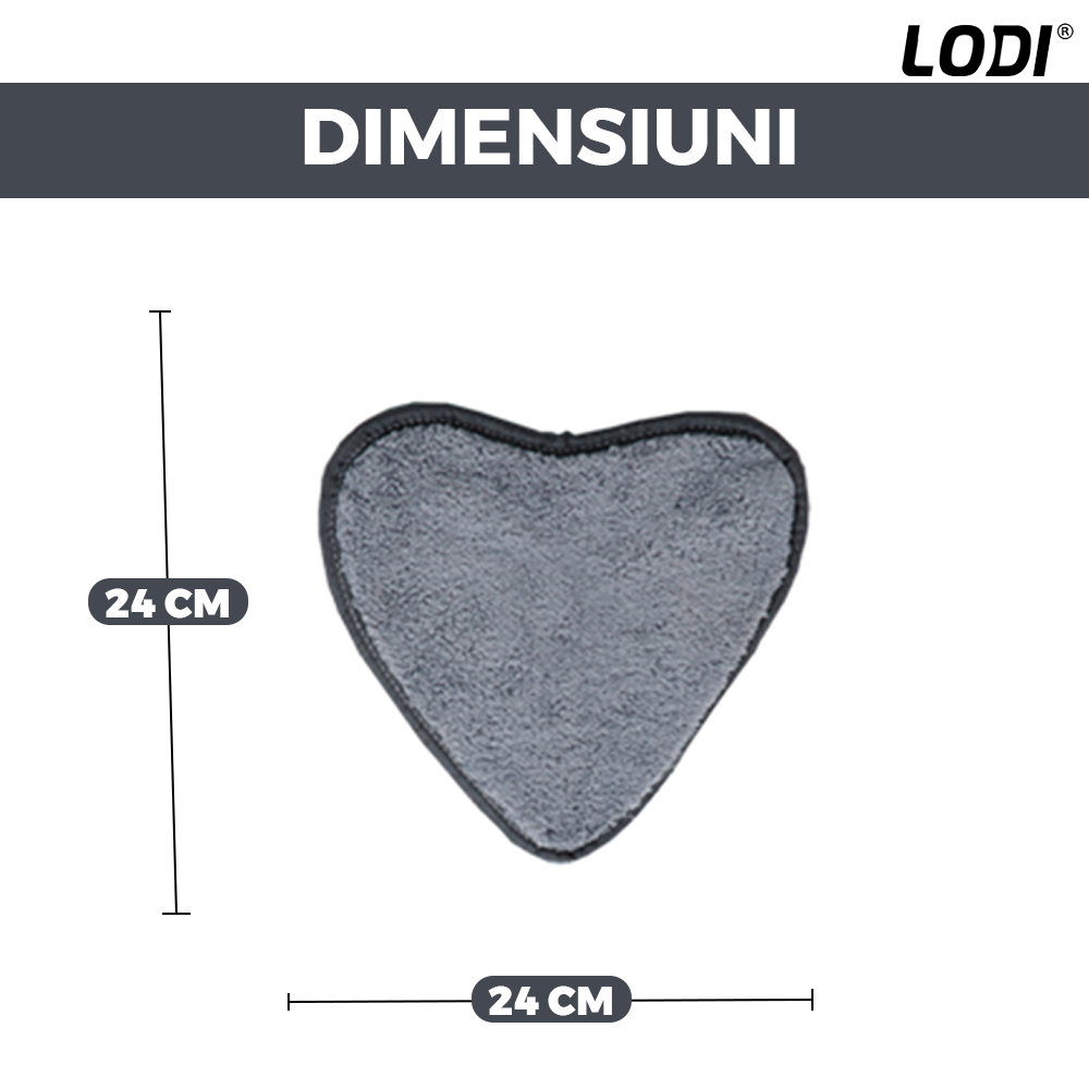 Set 3 Rezerve pentru Mop cu Cap in Forma de Inima Lodi1244, rotire 360 grade, 24 cm, gri