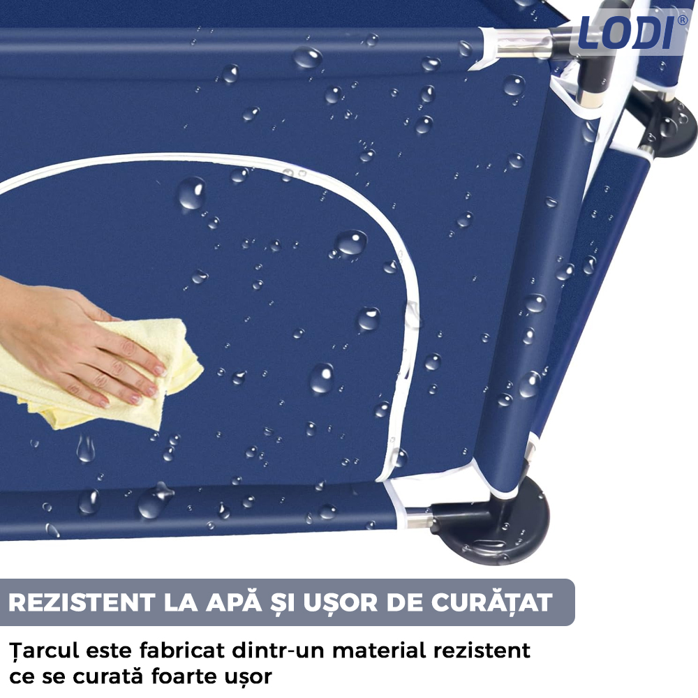 Tarc/Loc de Joaca pentru Copii Lodi296, usa cu fermoar exterior, plasa, materiale calitative, usor de montat, dimensiuni 125x110x65.5, albastru