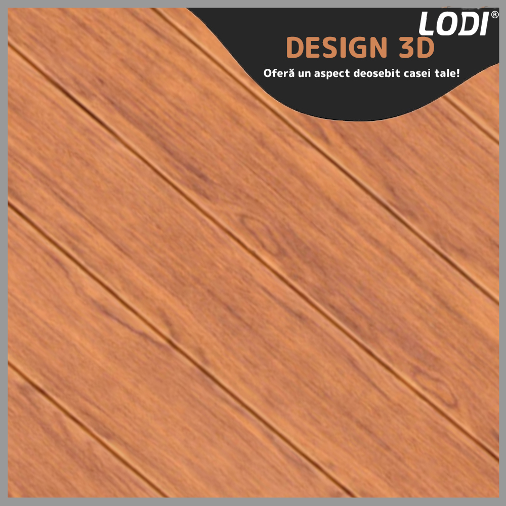 Set Tapet Panou 3D Lodi97, Model Lemn, suprafata acoperire 4.9 mp, autoadeziv, waterproof, usor de montat, design modern, 70x70 cm, portocaliu