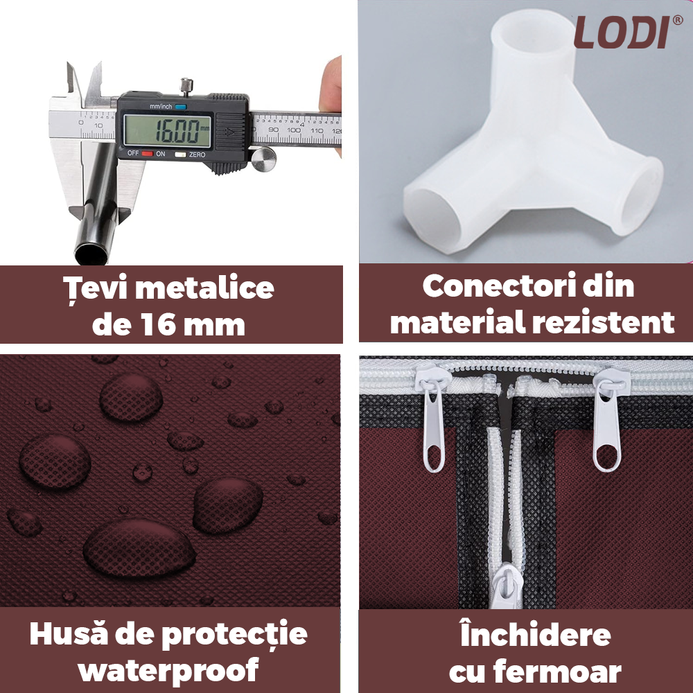 Pantofar din Material Textil pentru Incaltaminte Lodi1115, impermeabil, 12 rafturi, inchidere fermoar, cadru otel, 108 cm, maro