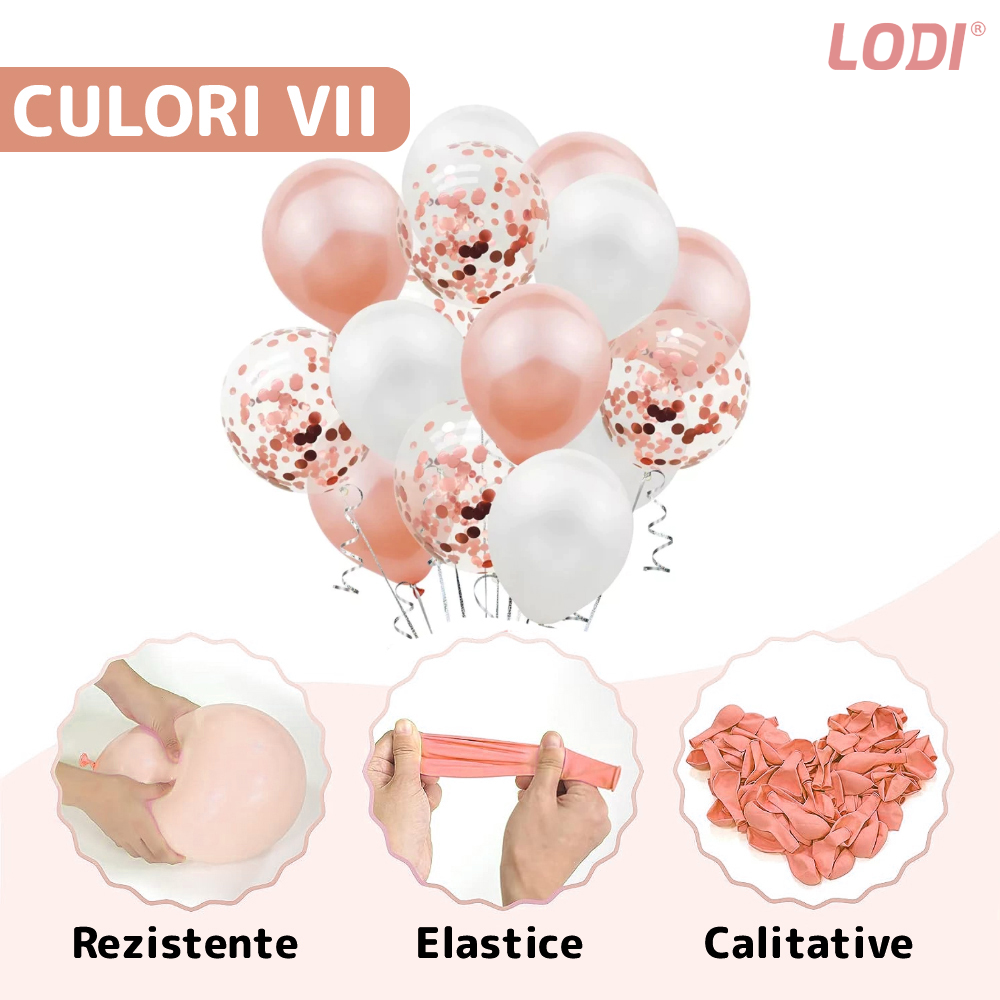 Set 15 Baloane Lodi262, Confeti, pentru Petreceri/Aniversari/Evenimente, o singura dimensiune, 3 culori, latex, roz/alb/transparent