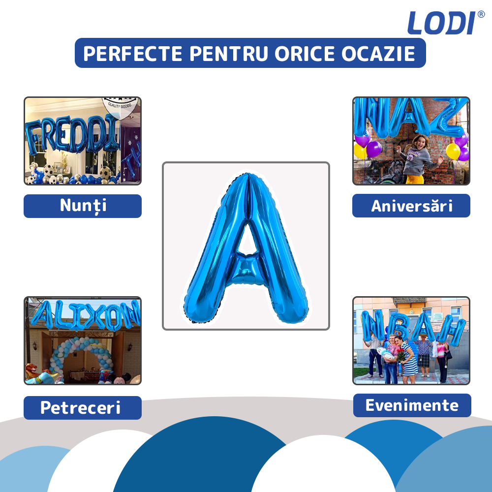 Balon in Forma de Litera A Lodi1021, metalizat, pentru Petreceri/Aniversari/Evenimente,rezistent, folie, albastru, 40 cm