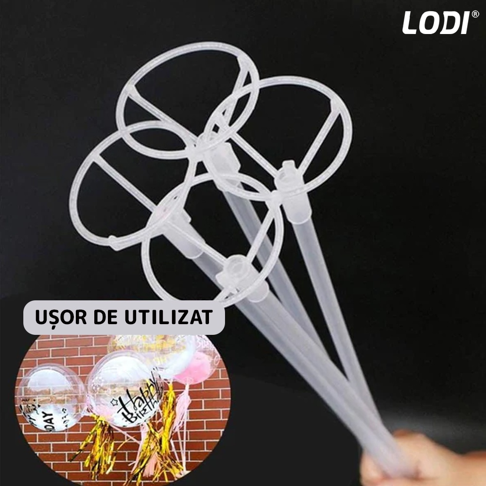 Set 10 Bete cu Rozete pentru Baloane Lodi308, lungime 42 cm, transparente