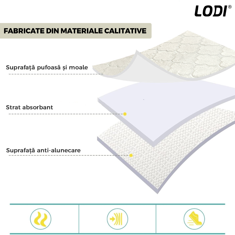 Set 2 Covorase de Baie Lodi1013, anti-derapante, material moale, design modern, model floral, 80x50 & 50x40cm, bej