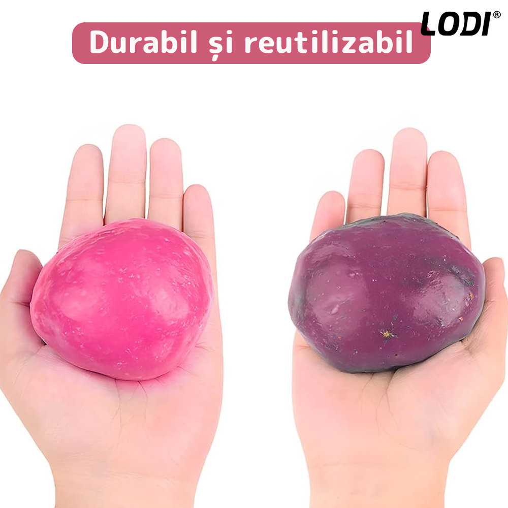 Slime pentru Curatat Spatii Greu Accesibile Lodi316, Super Clean, interior auto, tastatura, uz casnic, roz