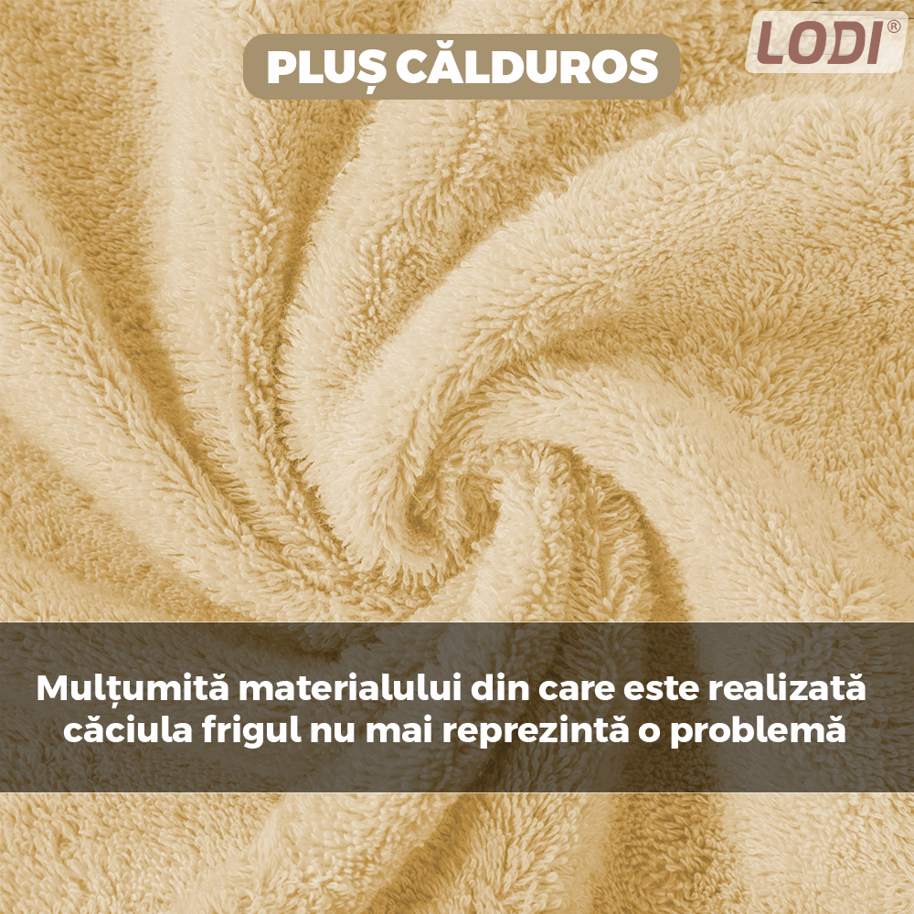 Caciula Pentru Copii Tip Cagula Lodi519, 2 in 1, tematica lumea animalelor, model ursulet panda zambitor, 1-5 ani, bej